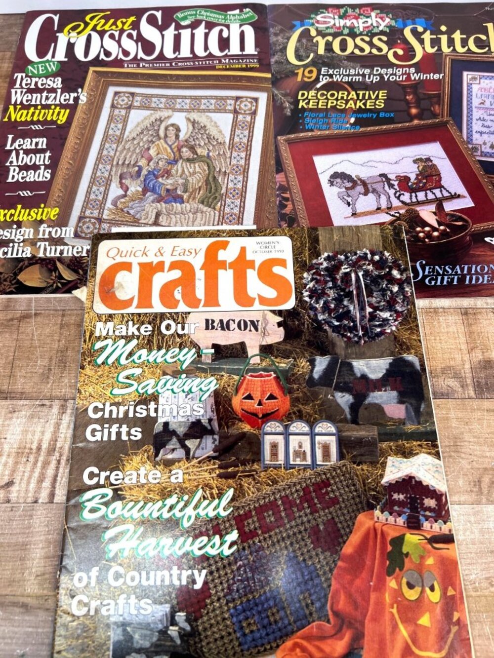 3 Cross-Stitch, Craft Pattern Books Fall, Christmas